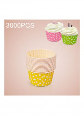 3000-Piece Dot Pattern Round Lamination Cake Baking Cup Multicolour