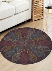 Ethnic Style Round Mat Red/Brown 120x120centimeter