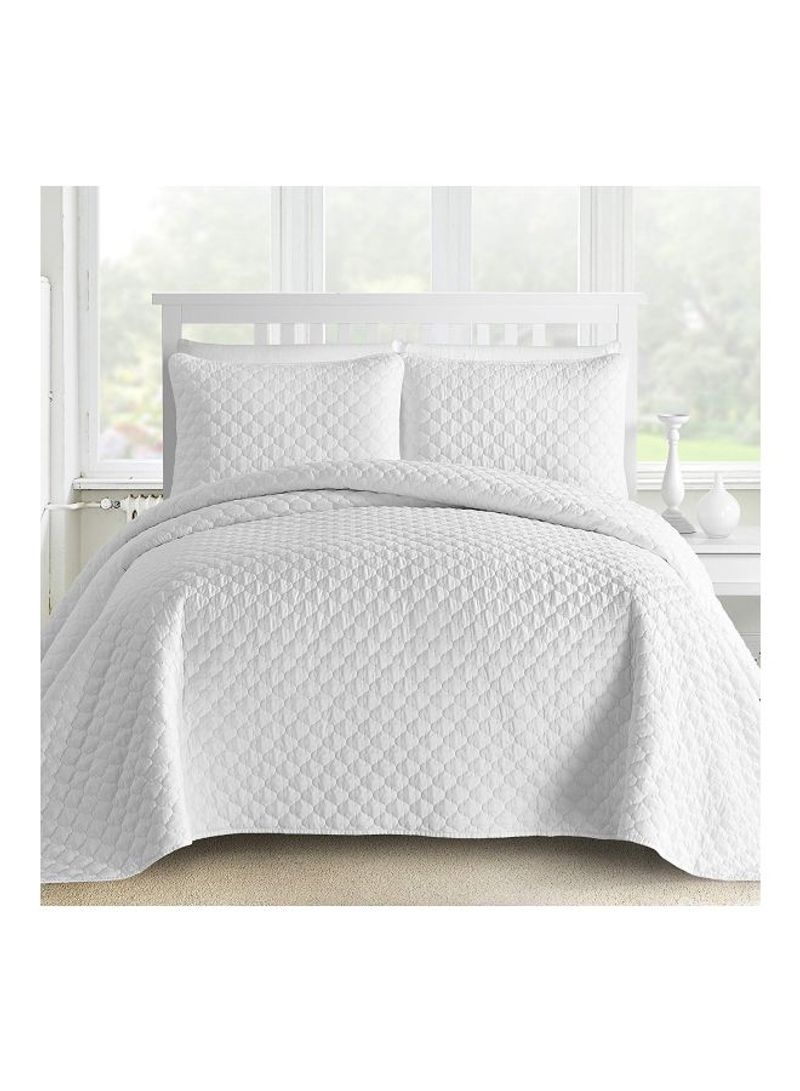 3-Piece Bedspread Coverlet Set Polyester White King/Cal King