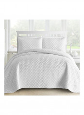3-Piece Bedspread Coverlet Set Polyester White King/Cal King