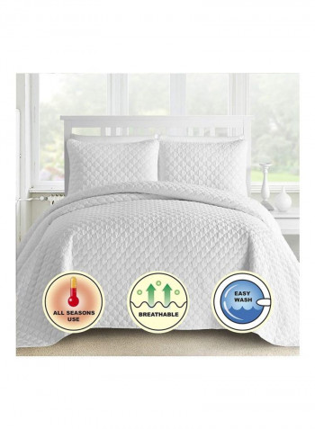 3-Piece Bedspread Coverlet Set Polyester White King/Cal King