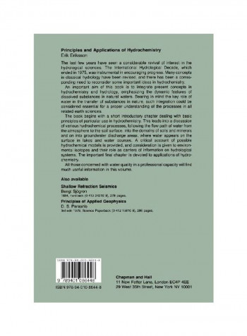 Principles And Applications Of Hydrochemistry Paperback