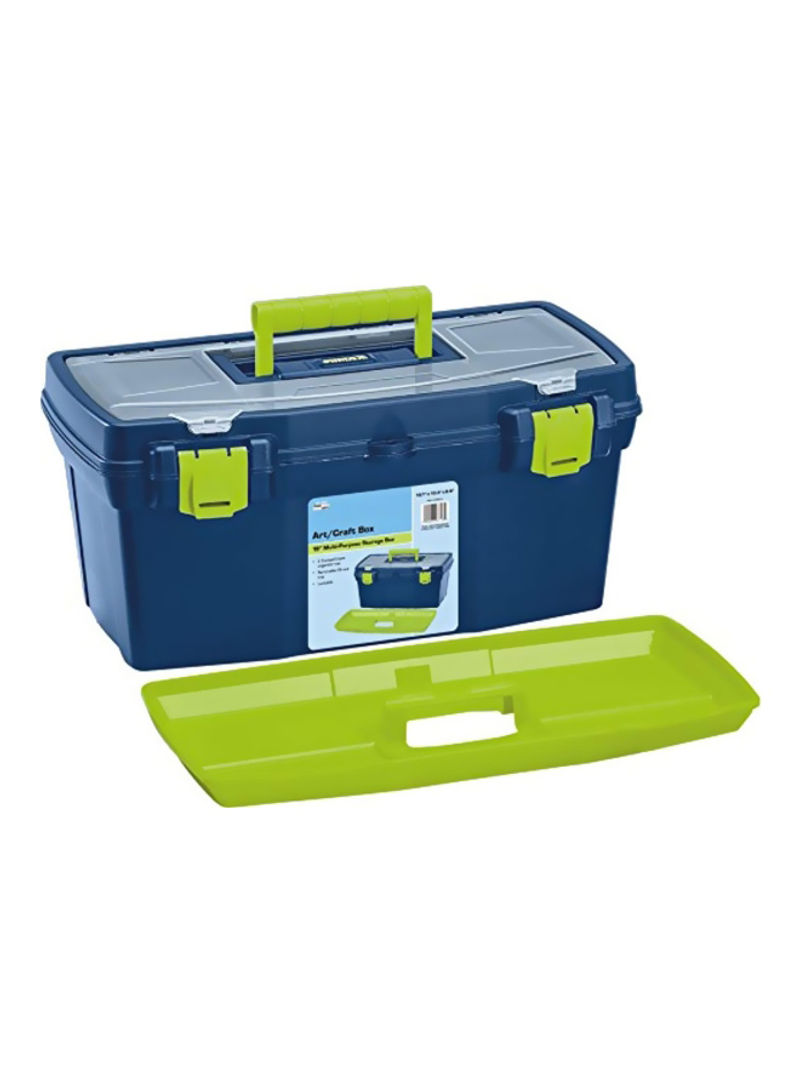 Storage Box With Organizer Top Blue/Green/Clear 19.1x10.3x8.9inch