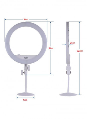 Bi-Colour LED Photography Ring Light Kit 45x2.5x36centimeter White