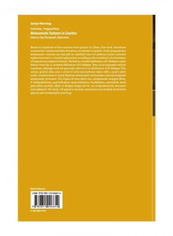 Metasomatic Textures In Granites: Evidence From Petrographic Observation (Springer Mineralogy) Hardcover