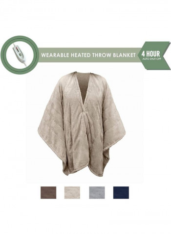 Wearable Silky Plush Heated Throw Blanket Grey 50 x 60inch