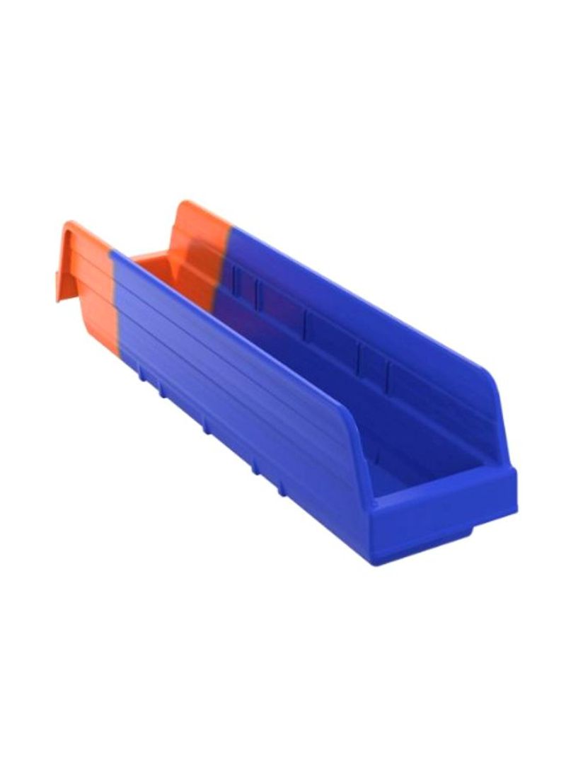 12-Piece Double Hopper Plastic Shelf Bin Blue/Orange 17.875x4.25inch