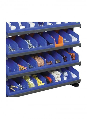 12-Piece Double Hopper Plastic Shelf Bin Blue/Orange 17.875x4.25inch