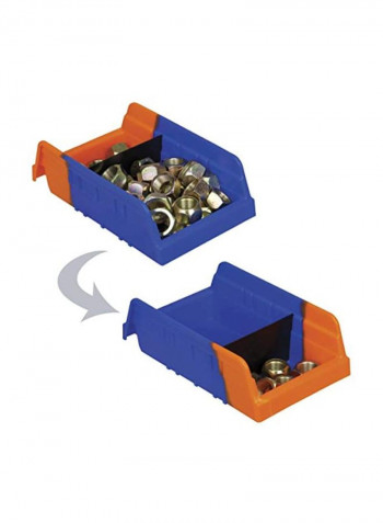 12-Piece Double Hopper Plastic Shelf Bin Blue/Orange 17.875x4.25inch