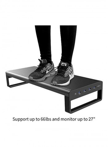 Monitor Stand Riser With USB Charging Ports Black
