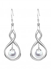 925 Sterling Silver Pearl Infinity Twist Earrings