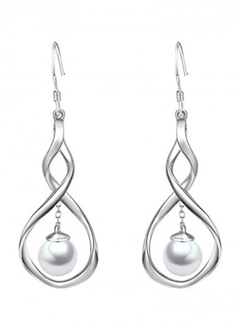 925 Sterling Silver Pearl Infinity Twist Earrings