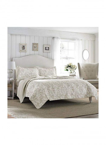 3-Piece Amberley Reversible Quilt Set Off White/Grey Queen