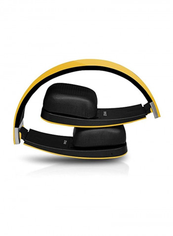 2-In-1 Bluetooth On-Ear Headphones With Mic Yellow/Black