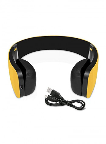 2-In-1 Bluetooth On-Ear Headphones With Mic Yellow/Black