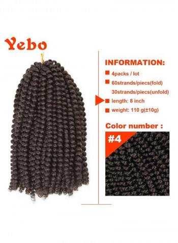 4-Piece Spring Twist Crochet Braiding Hair Extension Brown