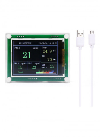 Home-use High Accuracy LED Digital Display USB Mini Portable PM2.5 Detector Multifunctional Laser Air Tester Green 18cm