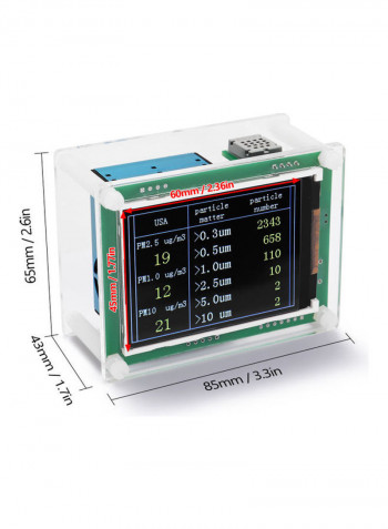 Home-use High Accuracy LED Digital Display USB Mini Portable PM2.5 Detector Multifunctional Laser Air Tester Green 18cm