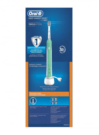 Electric Rechargeable Power Toothbrush Green/White