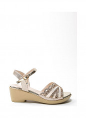 Women Fashion Casual Heeled Sandals Gold