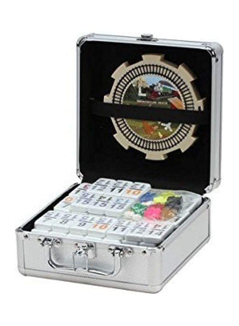 Double 15 Numeral Mexican Train And Chicken Domino Set In Aluminum Case 9x8x4inch