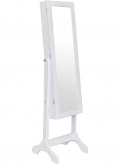 Free Standing Lockable Mirror Cabinet White 40x47x157centimeter
