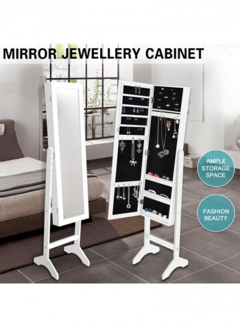 Free Standing Lockable Mirror Cabinet White 40x47x157centimeter