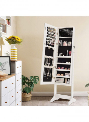 Free Standing Lockable Mirror Cabinet White 40x47x157centimeter