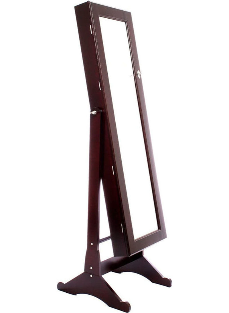 Free Standing Lockable Mirror Cabinet Brown 40x47x157centimeter