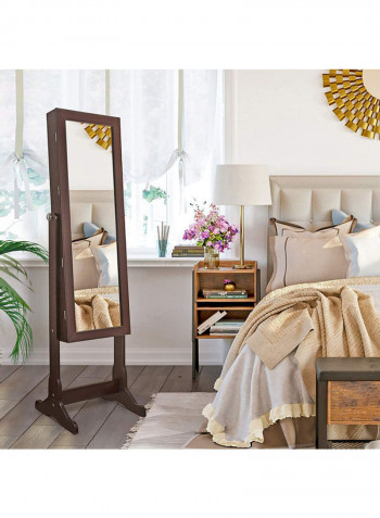 Free Standing Lockable Mirror Cabinet Brown 40x47x157centimeter