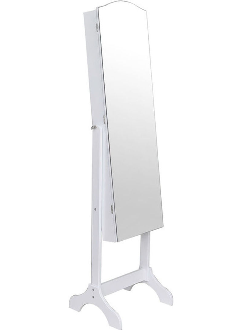 Free Standing Lockable Mirror Cabinet White 48x40x163centimeter