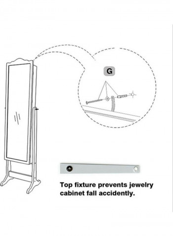 Free Standing Lockable Mirror Cabinet White 48x40x163centimeter