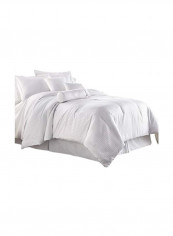 7-Piece Hotel Dobby Stripe Comforter Set Polyester White Queen