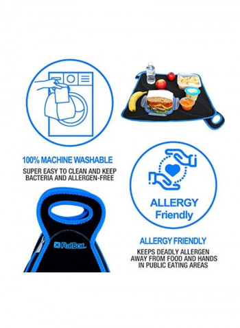 Placemat Lunch Bag Black/Blue 7.5x11.8x7.5inch