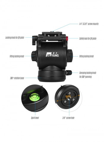 360 Degree Aluminum Alloy Tripod Head Black