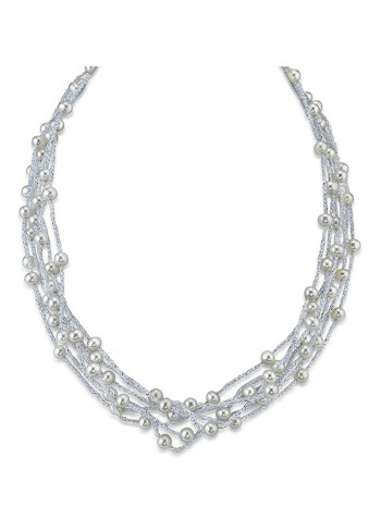 Freshwater Cultured Pearl And Cotton Necklace