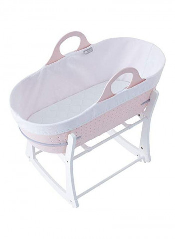 Sleepee Moses Basket With Stand - Pink/White