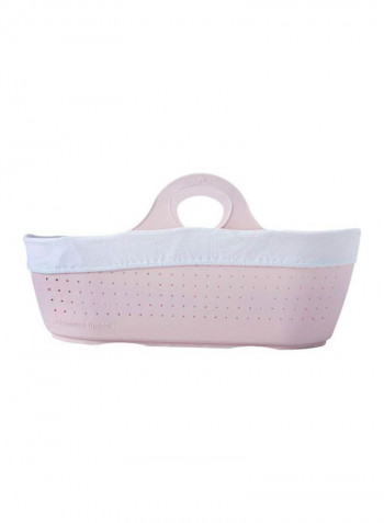Sleepee Moses Basket With Stand - Pink/White