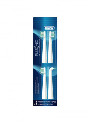 4-Piece Pulsonic Replacement Electric Toothbrush Head Set White