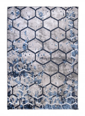 Hanan Collection Contemporary Printed Carpet Blue/Grey/White
