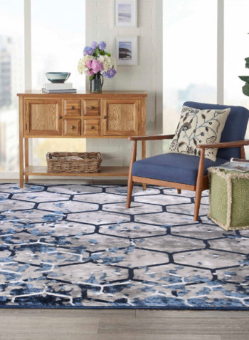 Hanan Collection Contemporary Printed Carpet Blue/Grey/White