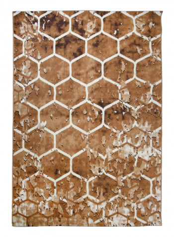 Hanan Collection Contemporary Printed Carpet Mustardo Brown/White