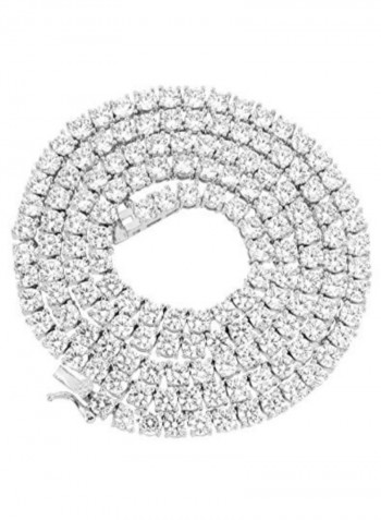 925 Sterling Silver Chain Necklace With Cubic Zirconia