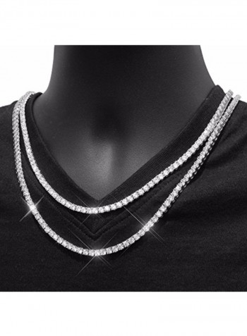 925 Sterling Silver Chain Necklace With Cubic Zirconia