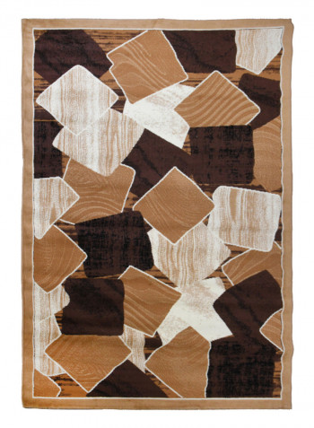 Hanan Collection Contemporary Printed Carpet Beige/Dark Brown/White