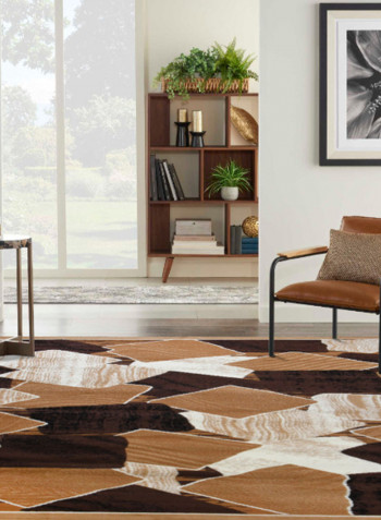 Hanan Collection Contemporary Printed Carpet Beige/Dark Brown/White