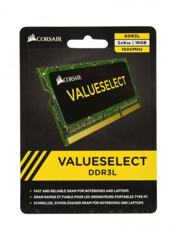 2-Piece DDR3L SODIMM RAM Kit 16GB Multicolour
