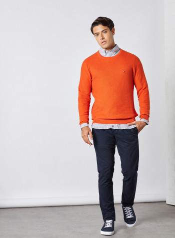 Honeycomb Crew Neck Sweater Tucson Orange