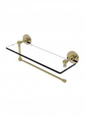Prestige Skyline Towel Bar With Shelf Unlacquered Brass/Clear 16 x 5 x 5inch