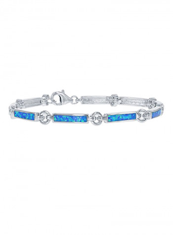 Sterling Silver Opal Link Bracelet